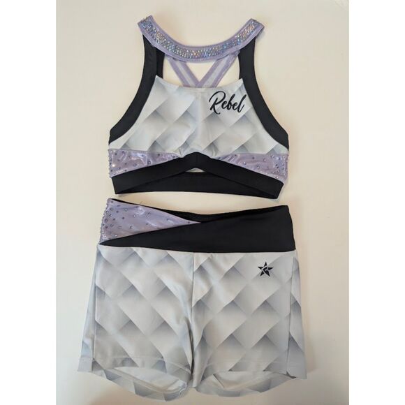 Pants - Rebel Athletic HTF purple gray geometric set AXS cheer dance
